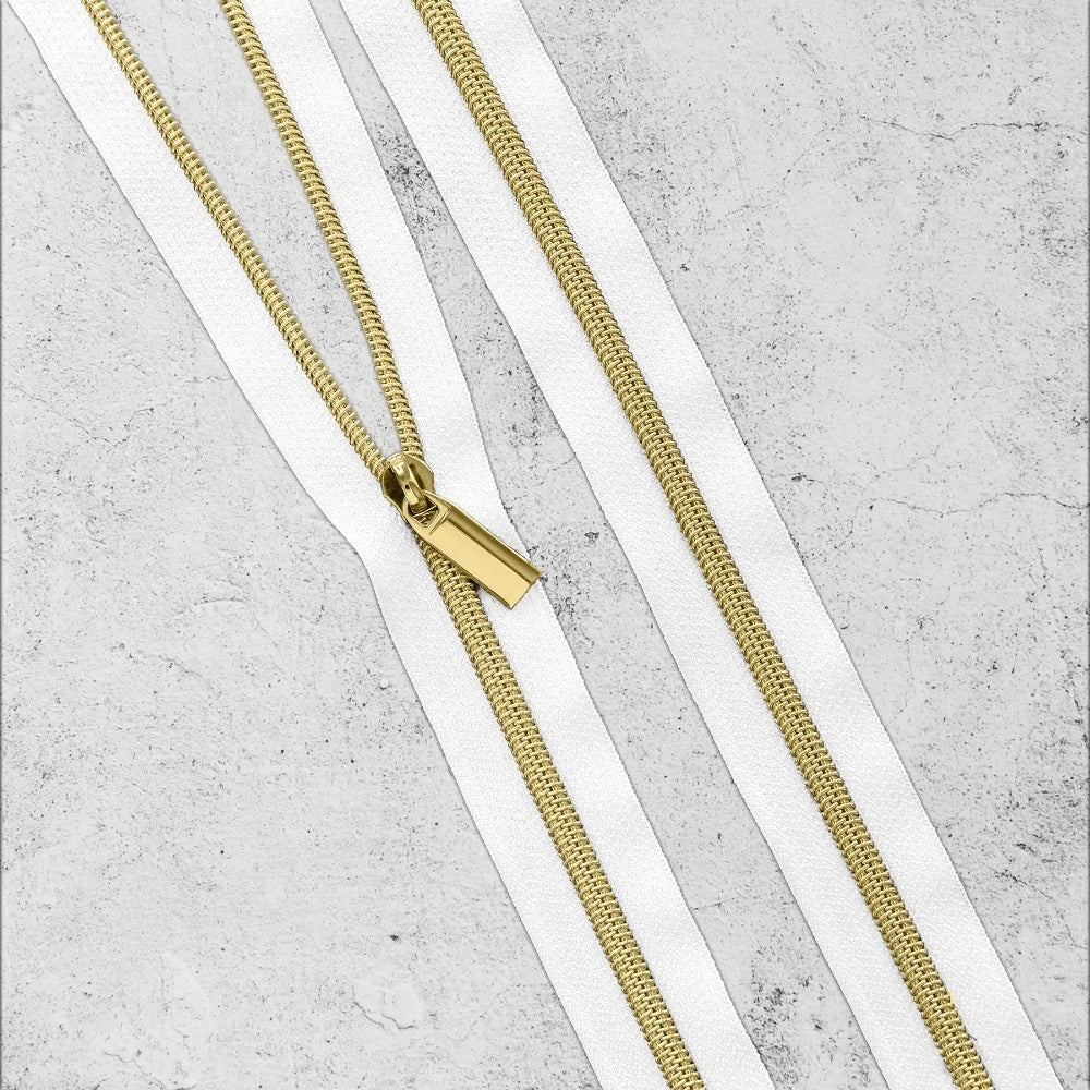Zipper By The Yard Teeth #3 - White Tape