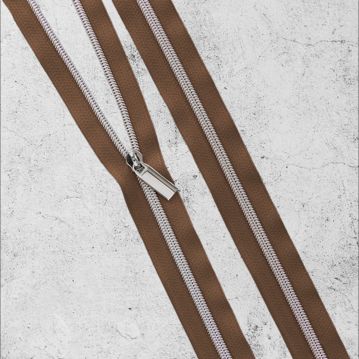 Zipper By The Yard Teeth #3 - Brown Tape
