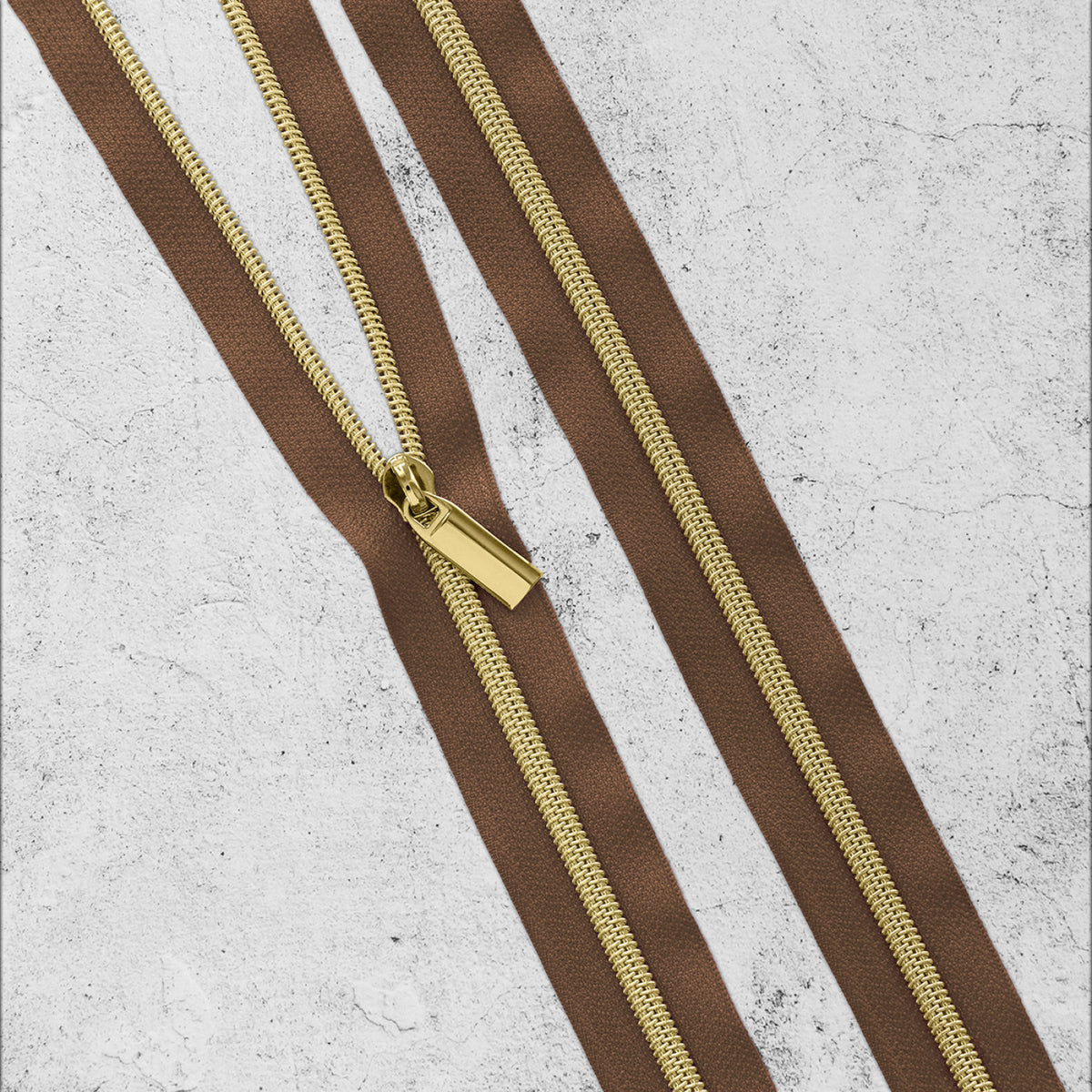 Zipper By The Yard Teeth #3 - Brown Tape