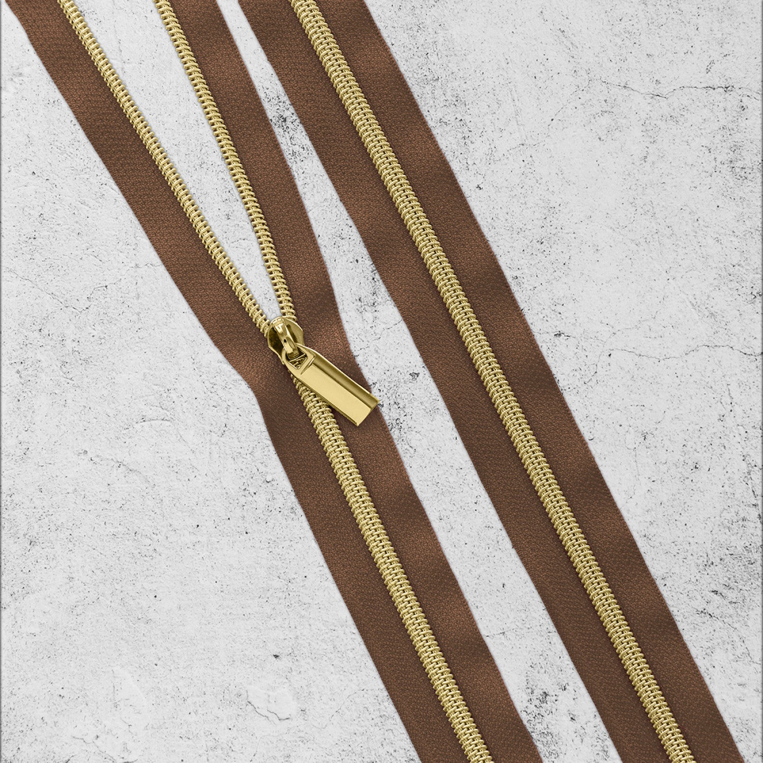 Zipper By The Yard Teeth #3 - Brown Tape