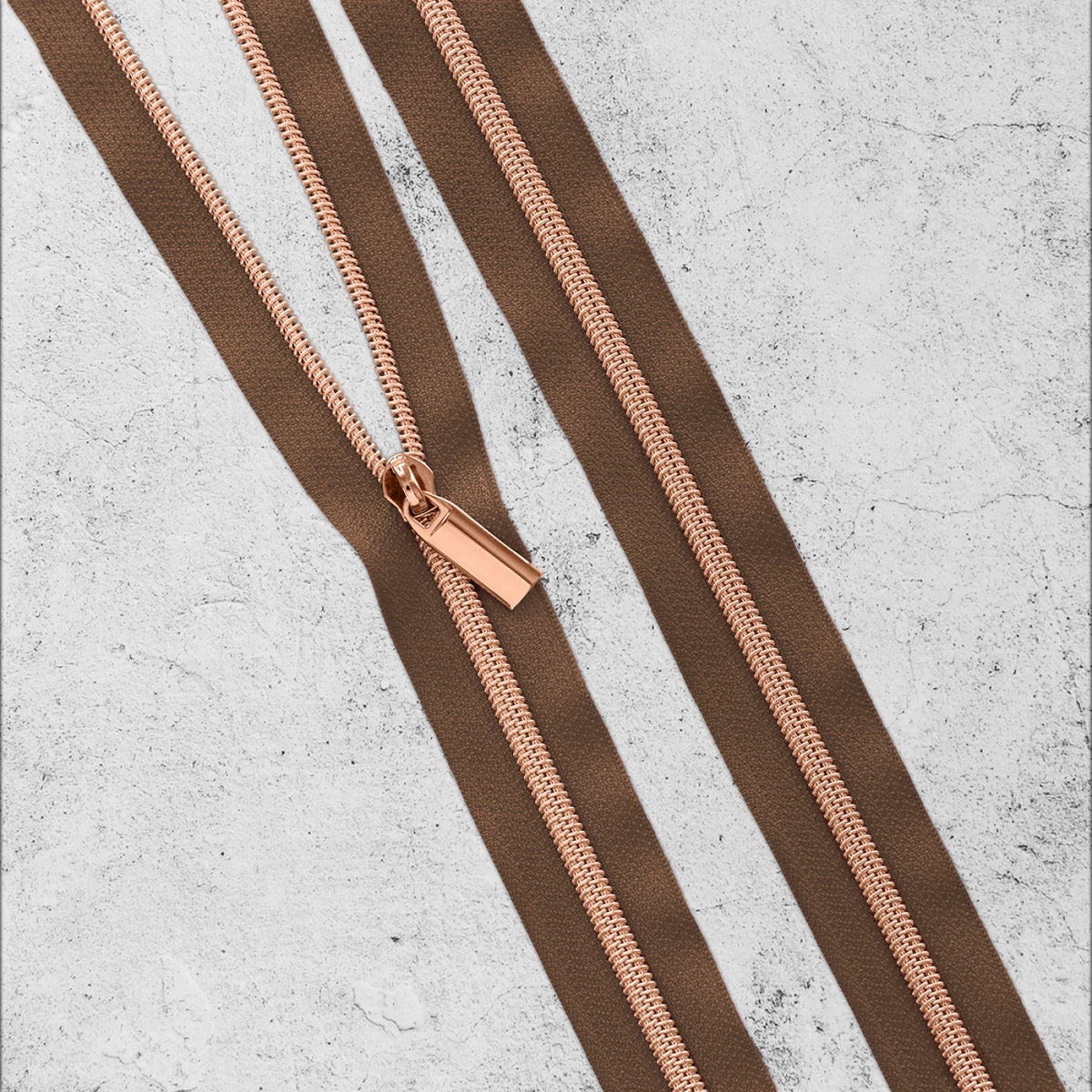 Zipper By The Yard Teeth #3 - Brown Tape