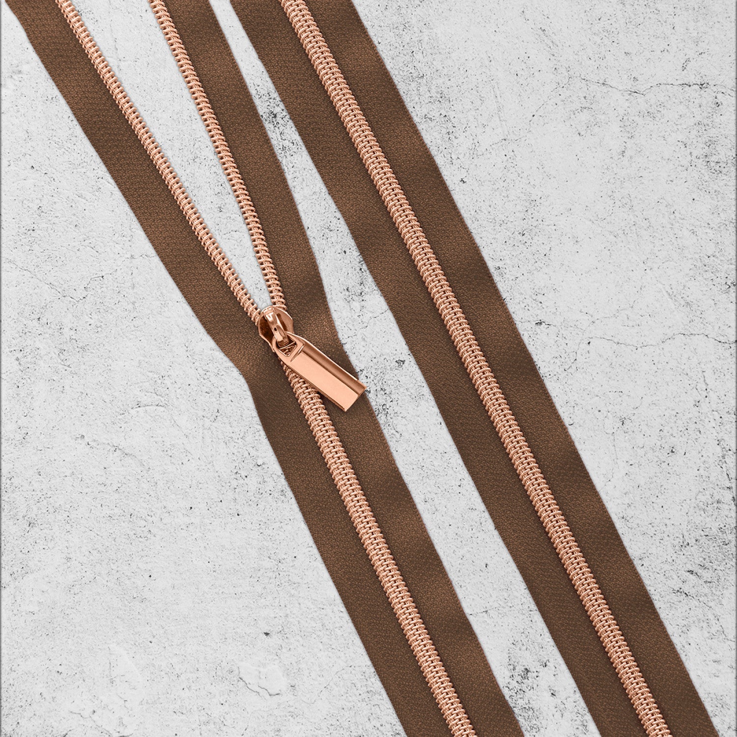 Zipper By The Yard Teeth #3 - Brown Tape