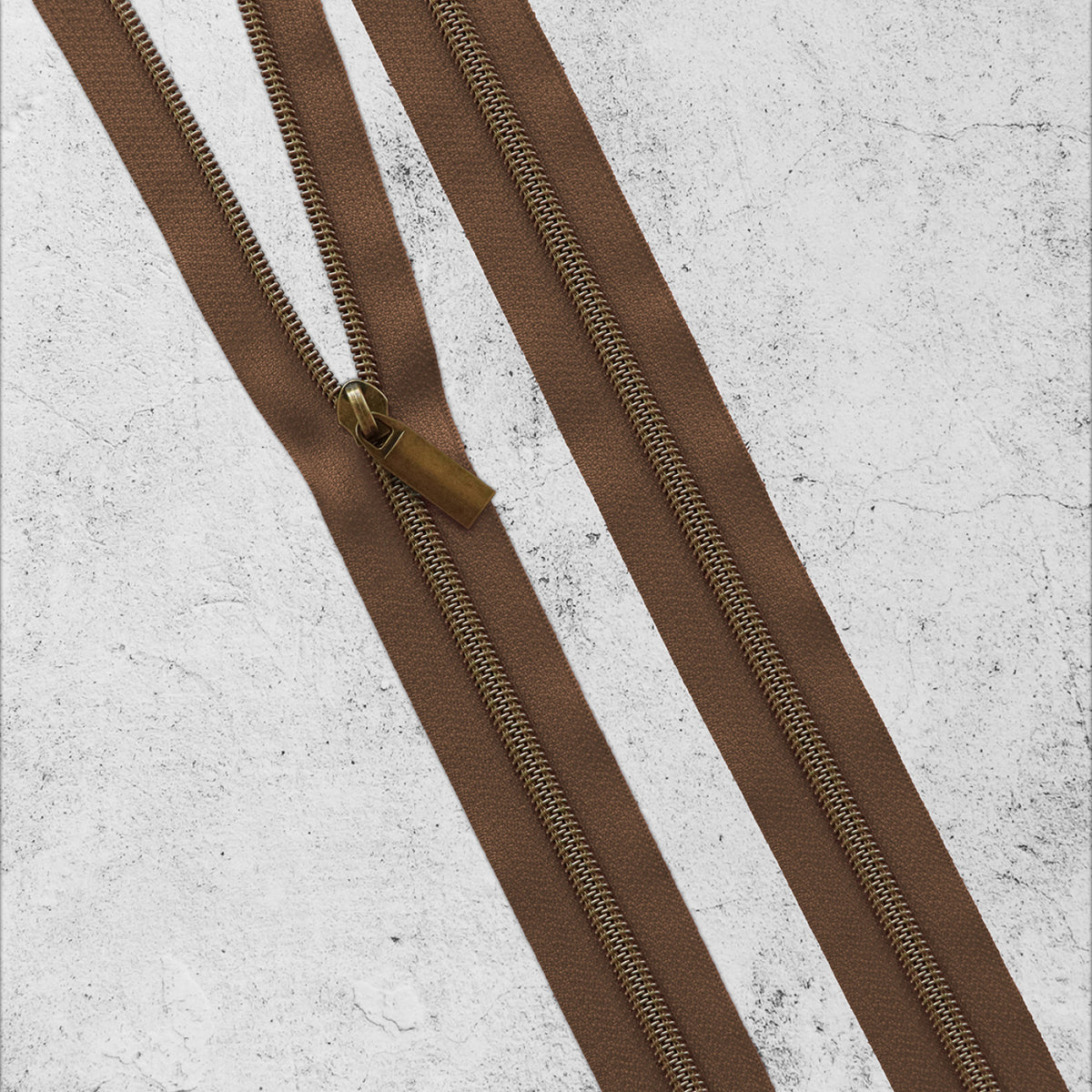Zipper By The Yard Teeth #3 - Brown Tape