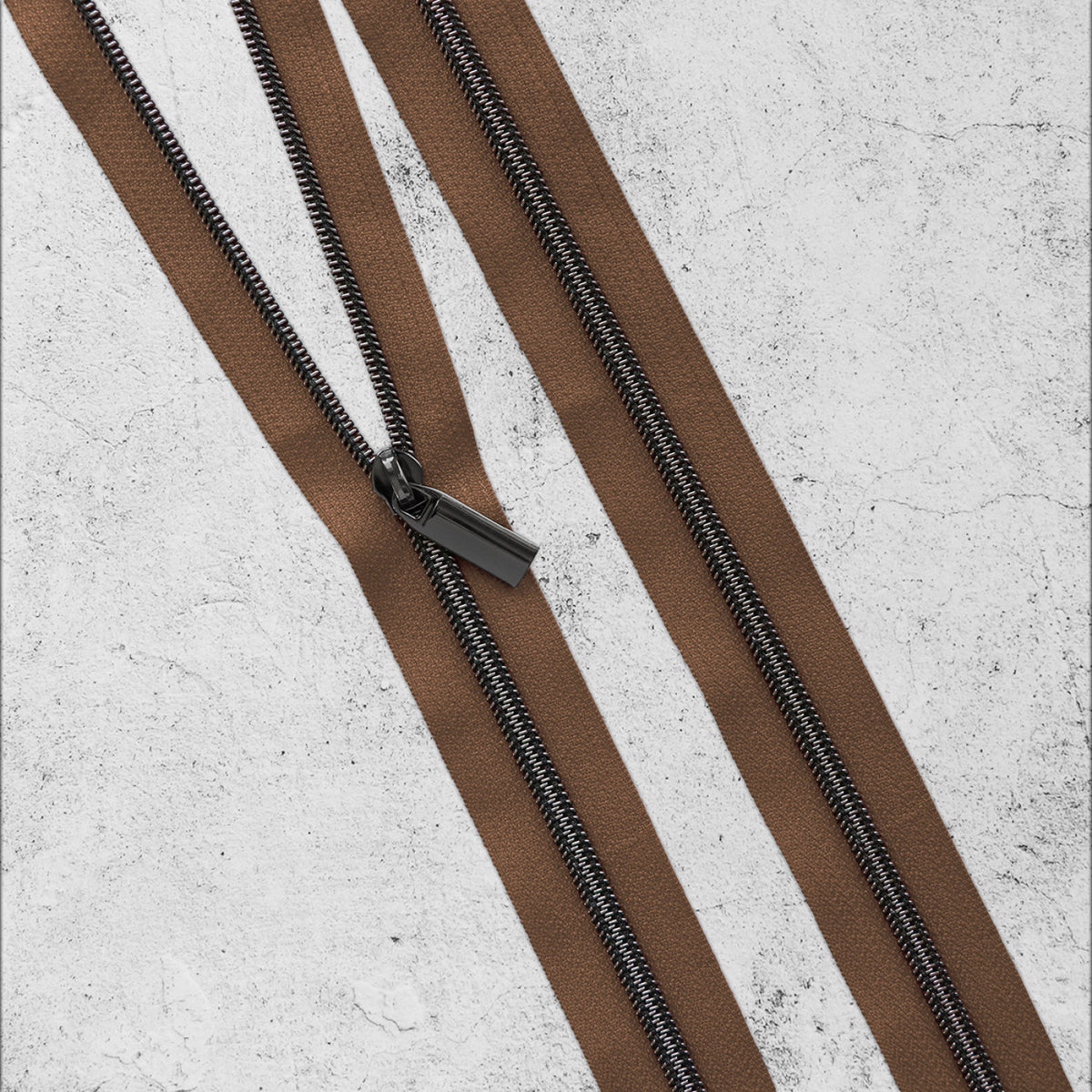 Zipper By The Yard Teeth #3 - Brown Tape