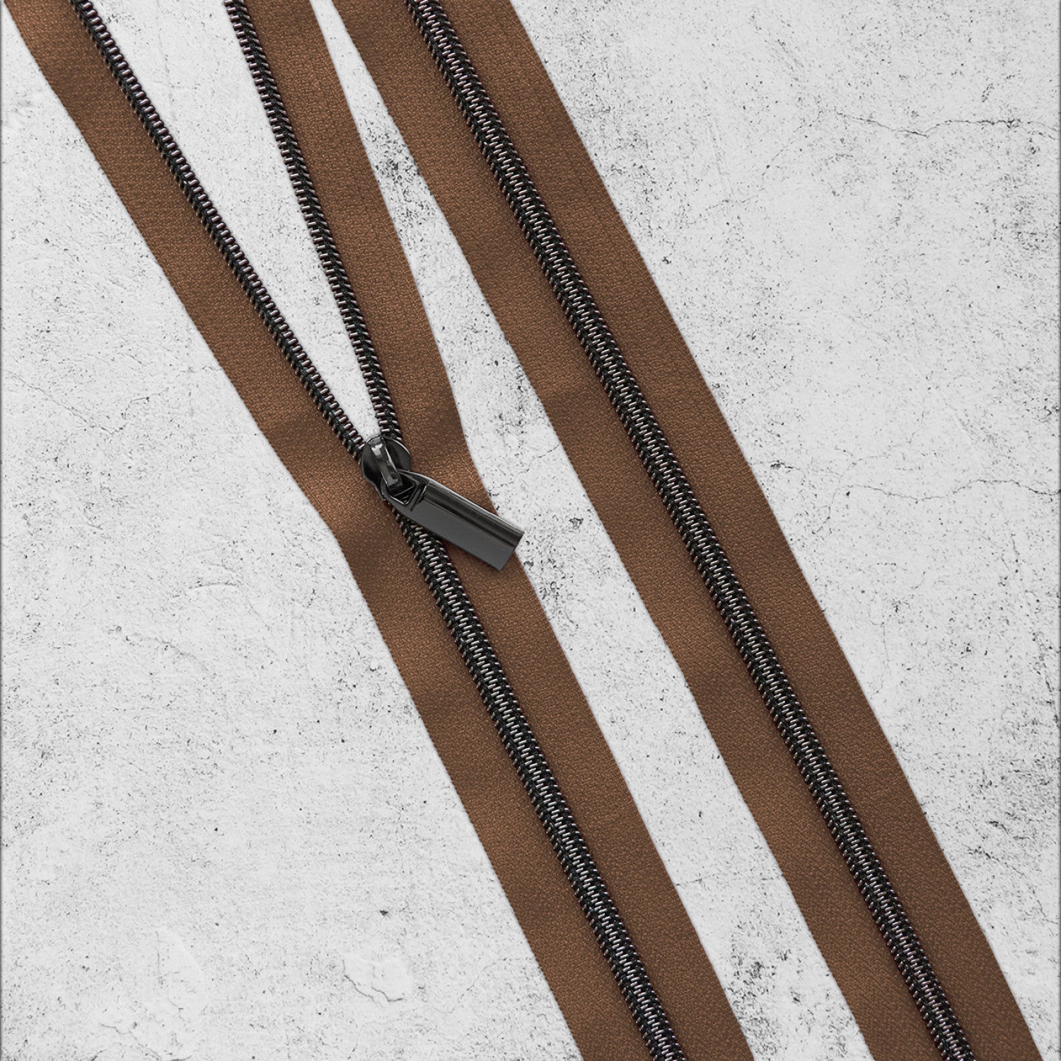Zipper By The Yard Teeth #3 - Brown Tape