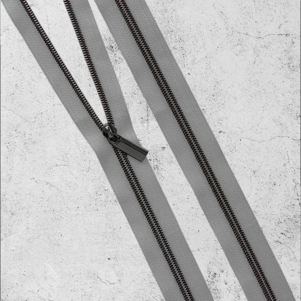 Zipper By The Yard Teeth #5 - Grey Tape