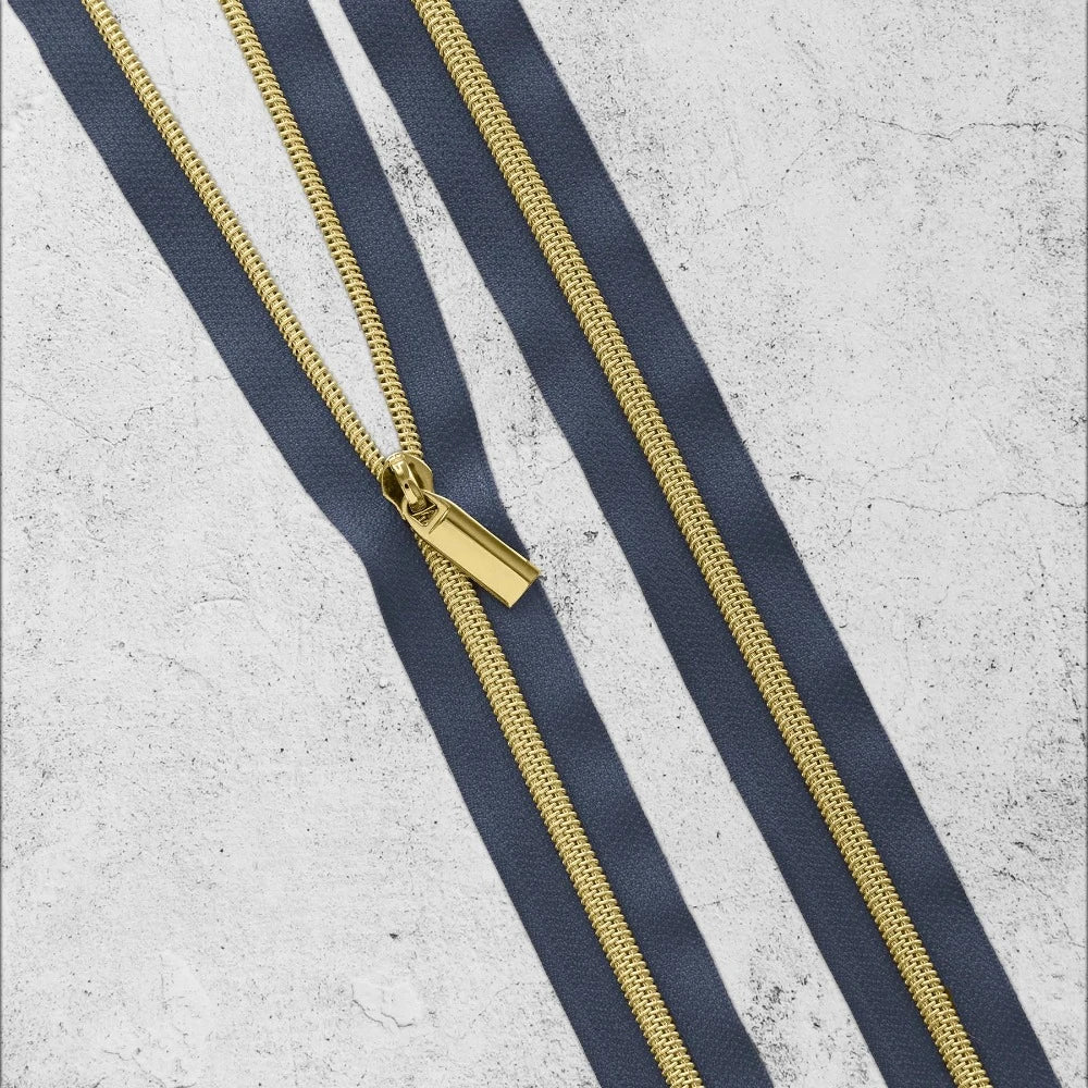 Zipper By The Yard Teeth #3 - Navy Tape