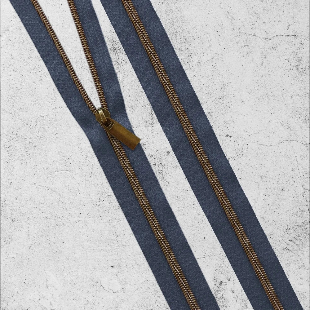 Zipper By The Yard Teeth #3 - Navy Tape