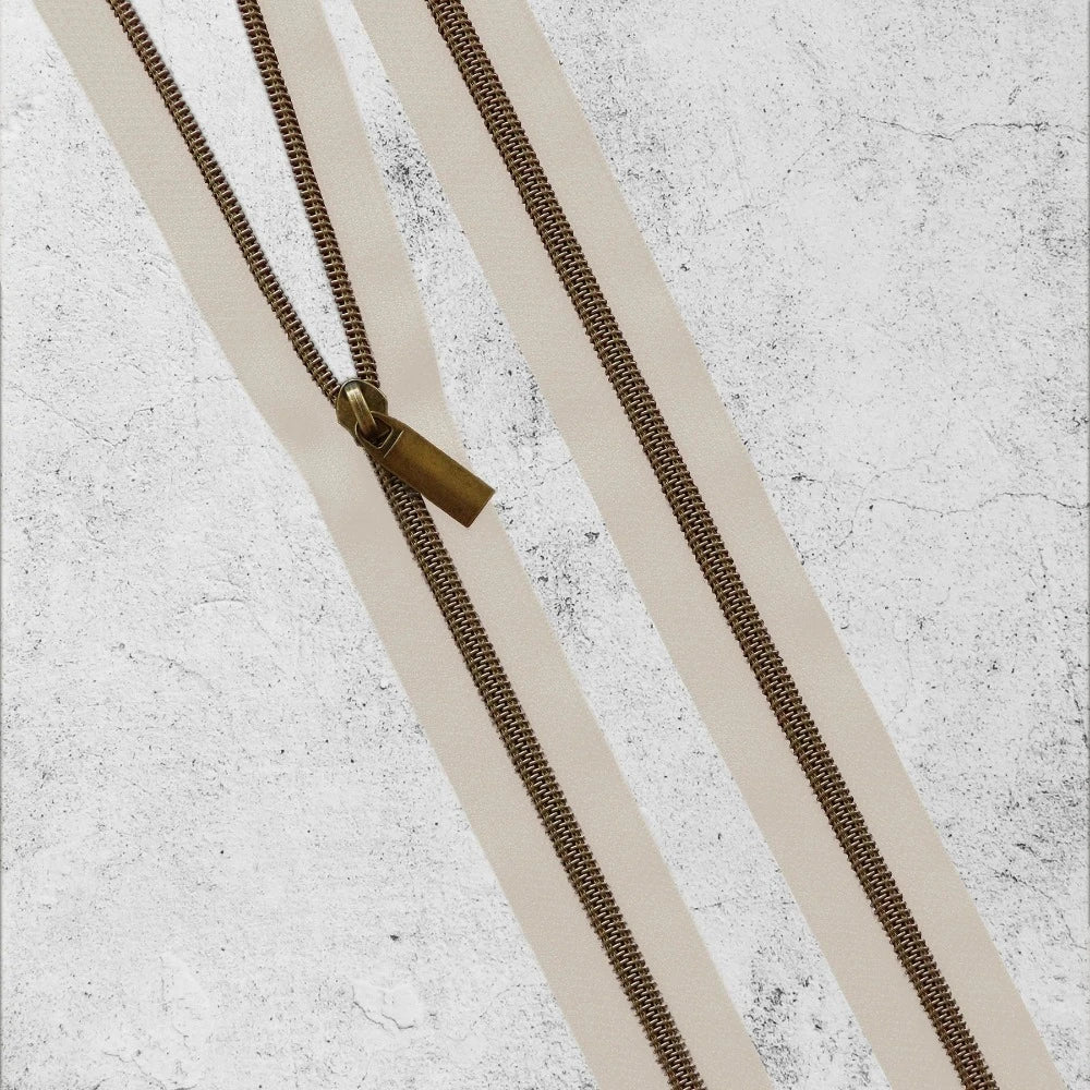 Zipper By The Yard Teeth #3 - Beige Tape