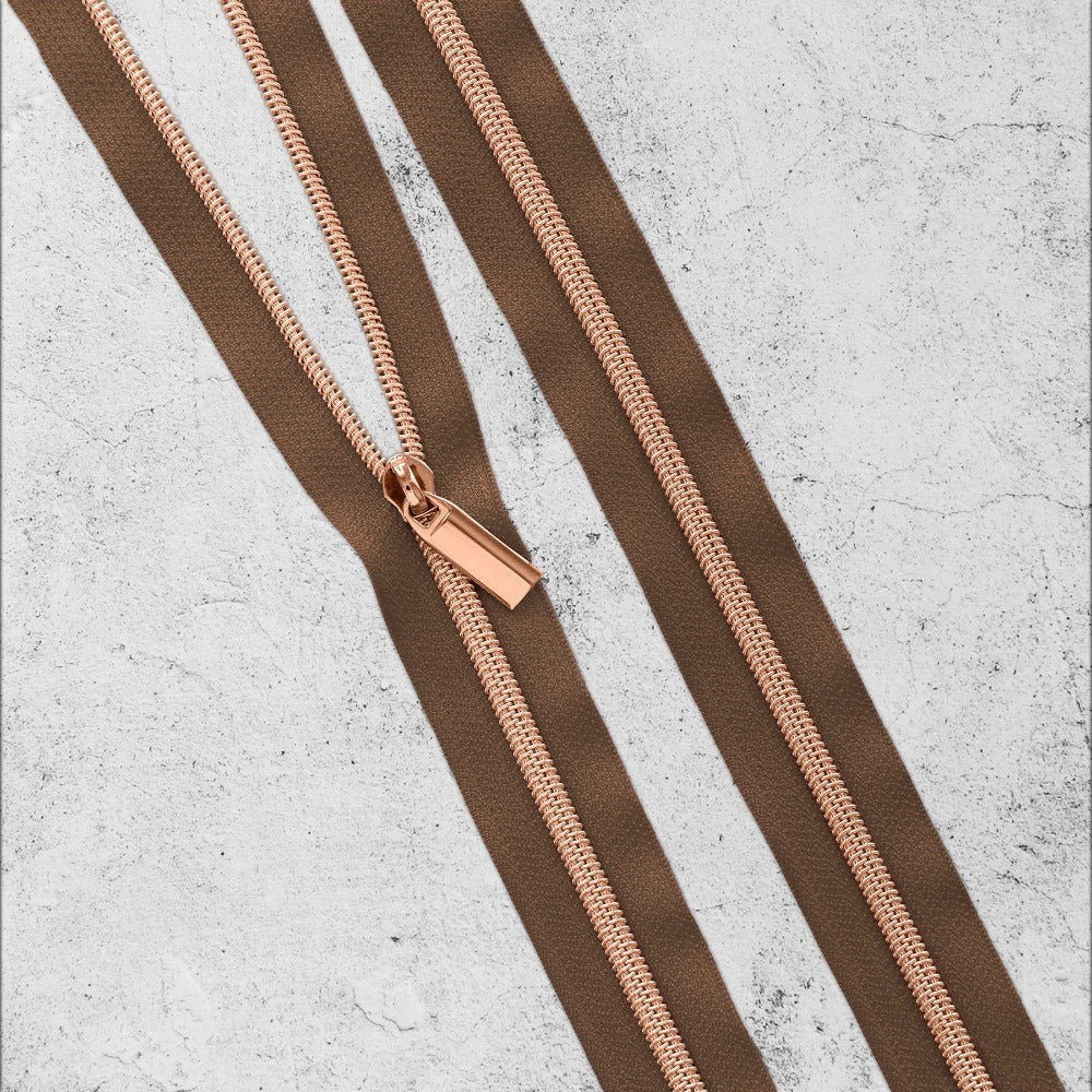 Zipper By The Yard Teeth #5 - Brown Tape