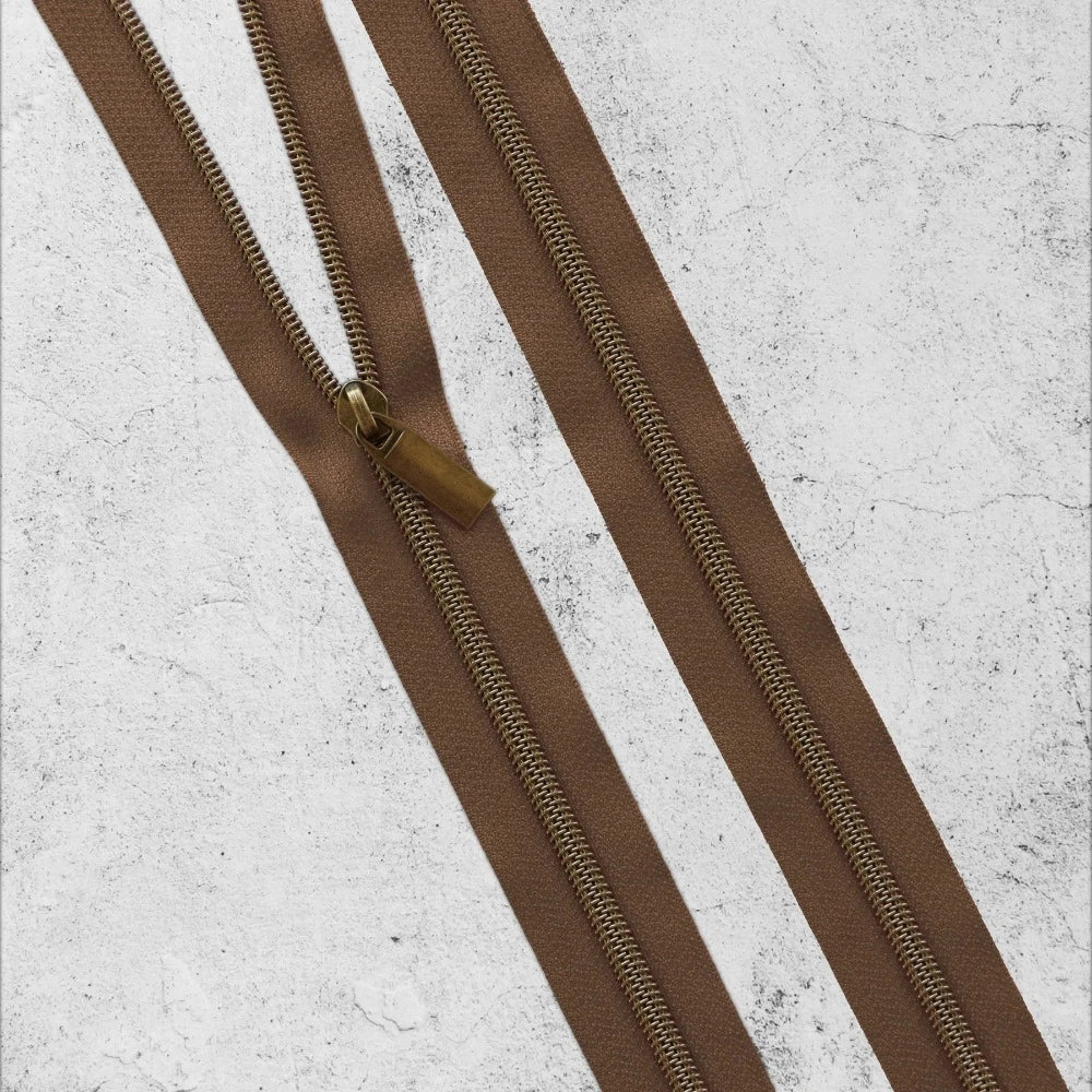 Zipper By The Yard Teeth #5 - Brown Tape