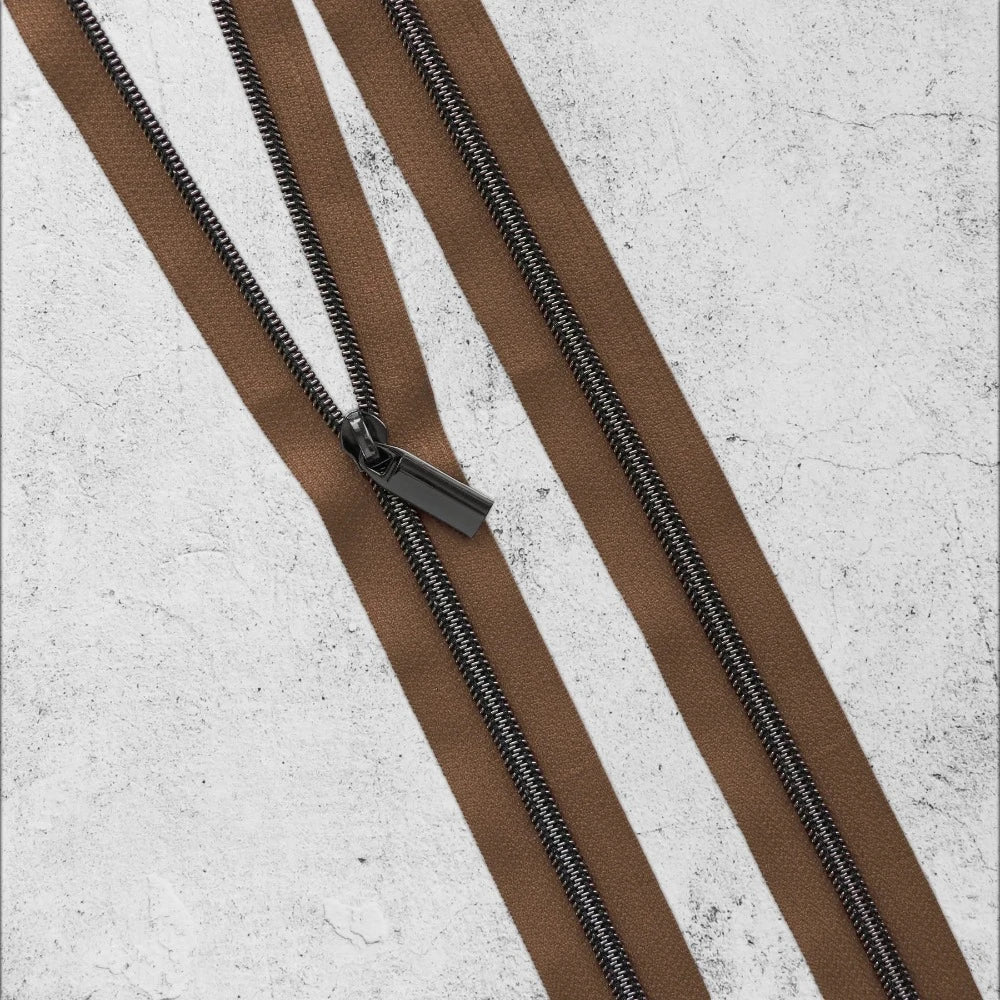 Zipper By The Yard Teeth #5 - Brown Tape