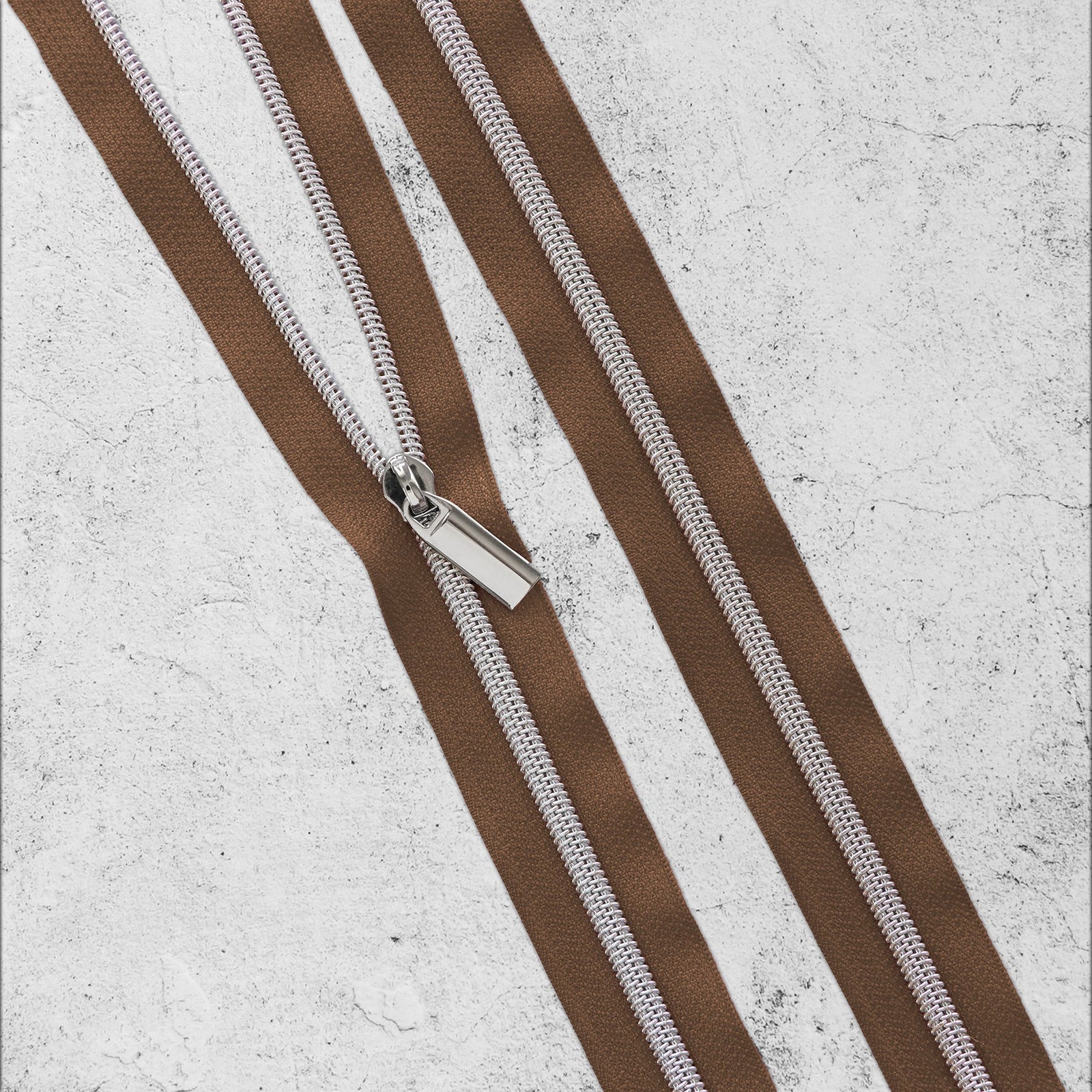 Zipper By The Yard Teeth #5 - Brown Tape