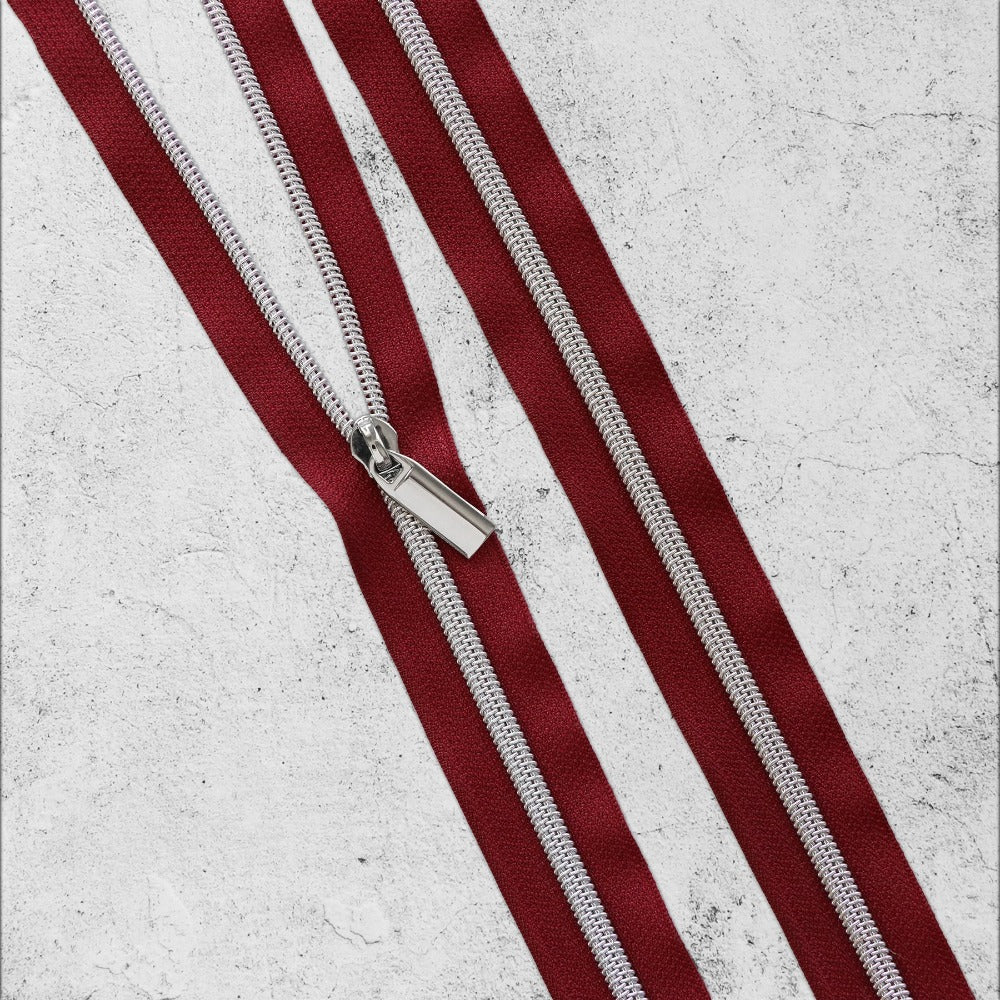 Zipper By The Yard Teeth #5 - Burgundy Tape
