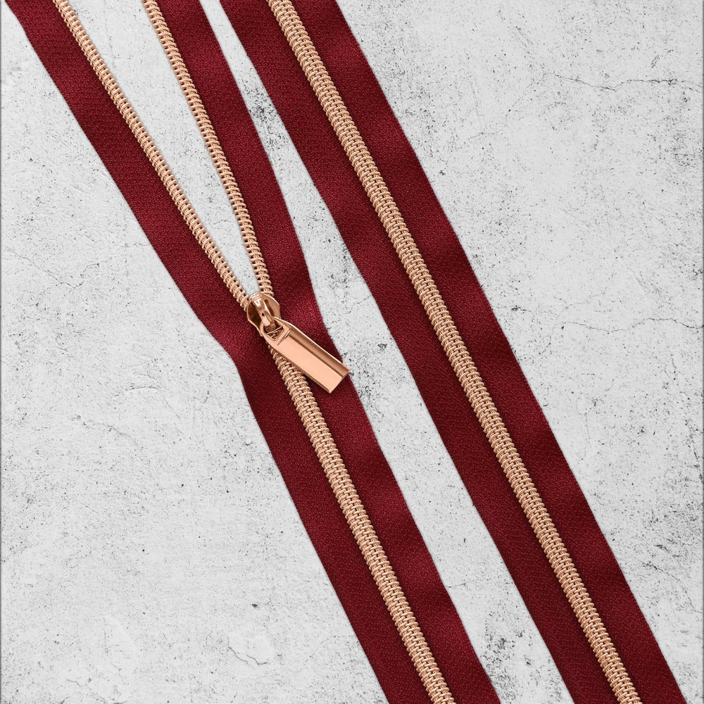 Zipper By The Yard Teeth #5 - Burgundy Tape