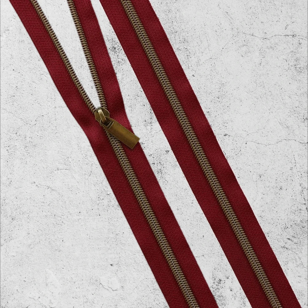 Zipper By The Yard Teeth #5 - Burgundy Tape