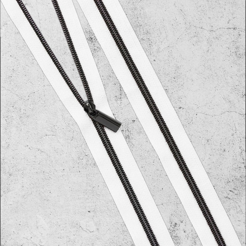 Zipper By The Yard Teeth #3 - White Tape