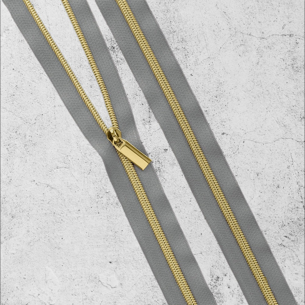 Zipper By The Yard Teeth #5 - Grey Tape