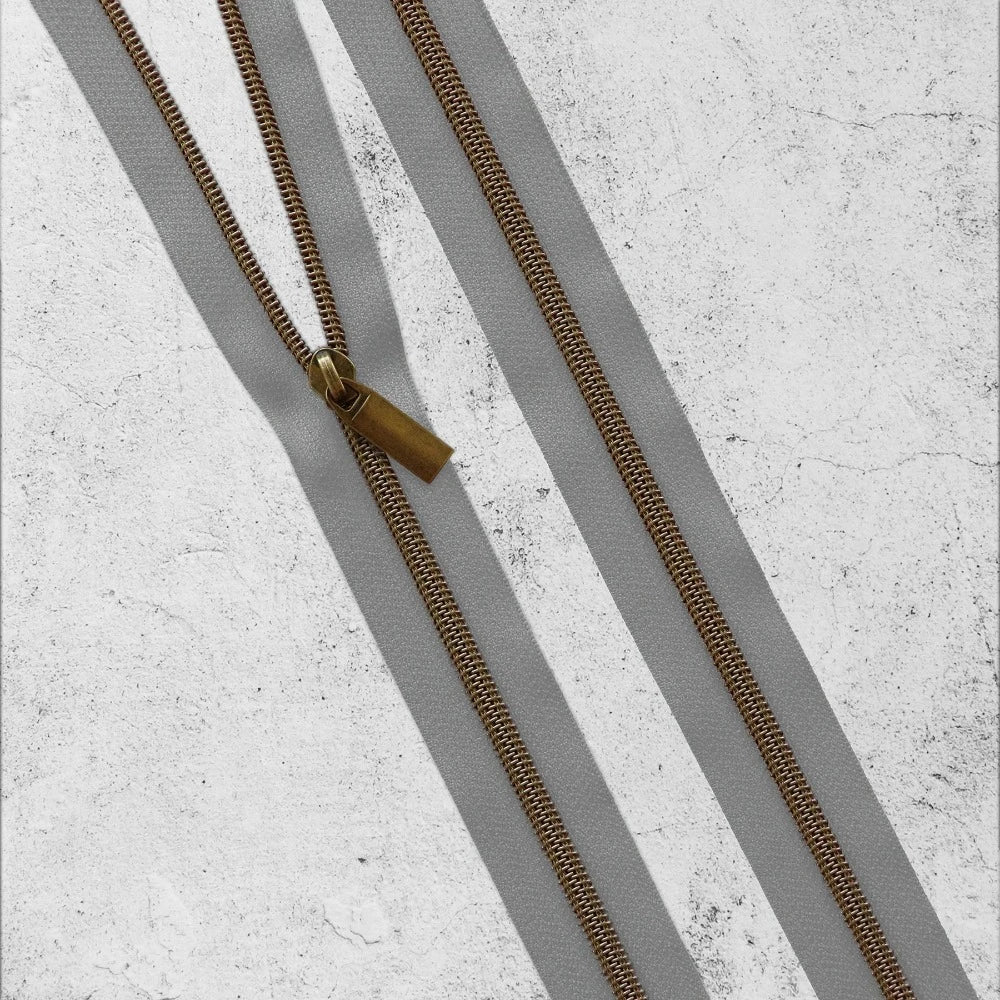 Zipper By The Yard Teeth #5 - Grey Tape