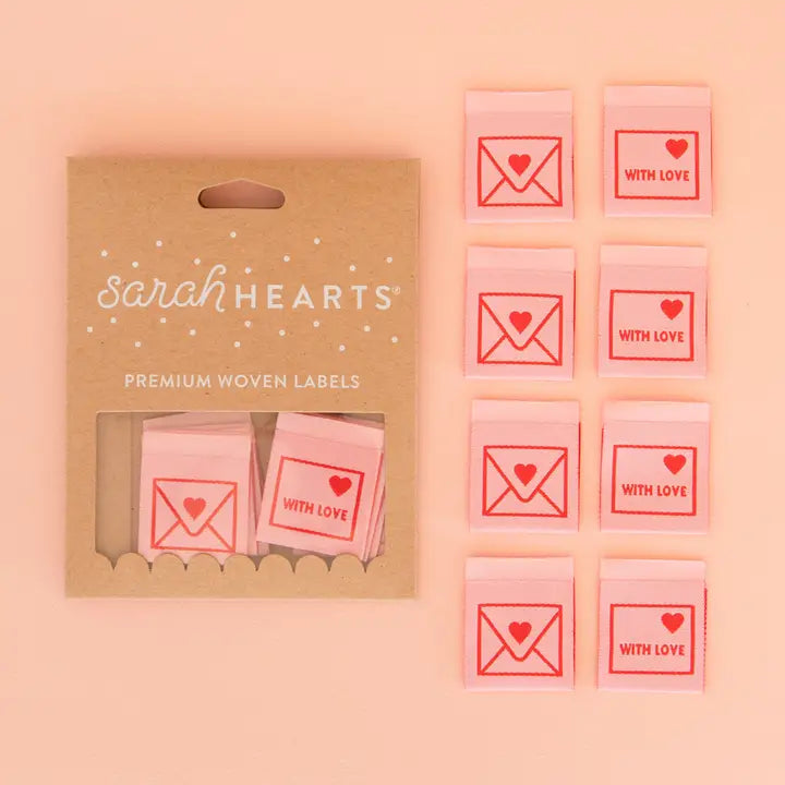 Woven Garment Labels 8-Pack - With Love Envelope