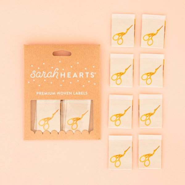 Woven Garment Labels 8-Pack - Stork Scissors - Thread Count Fabrics
