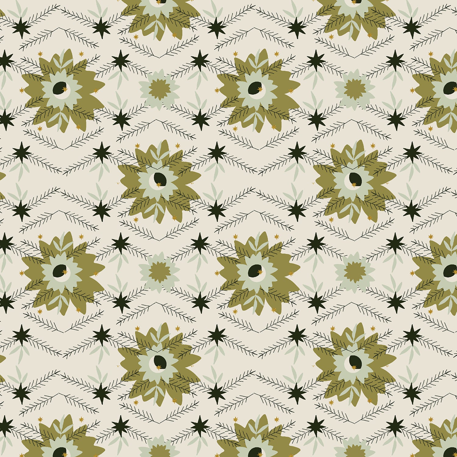 Tinsel on the Trail - Poinsettia - Moss Metallic