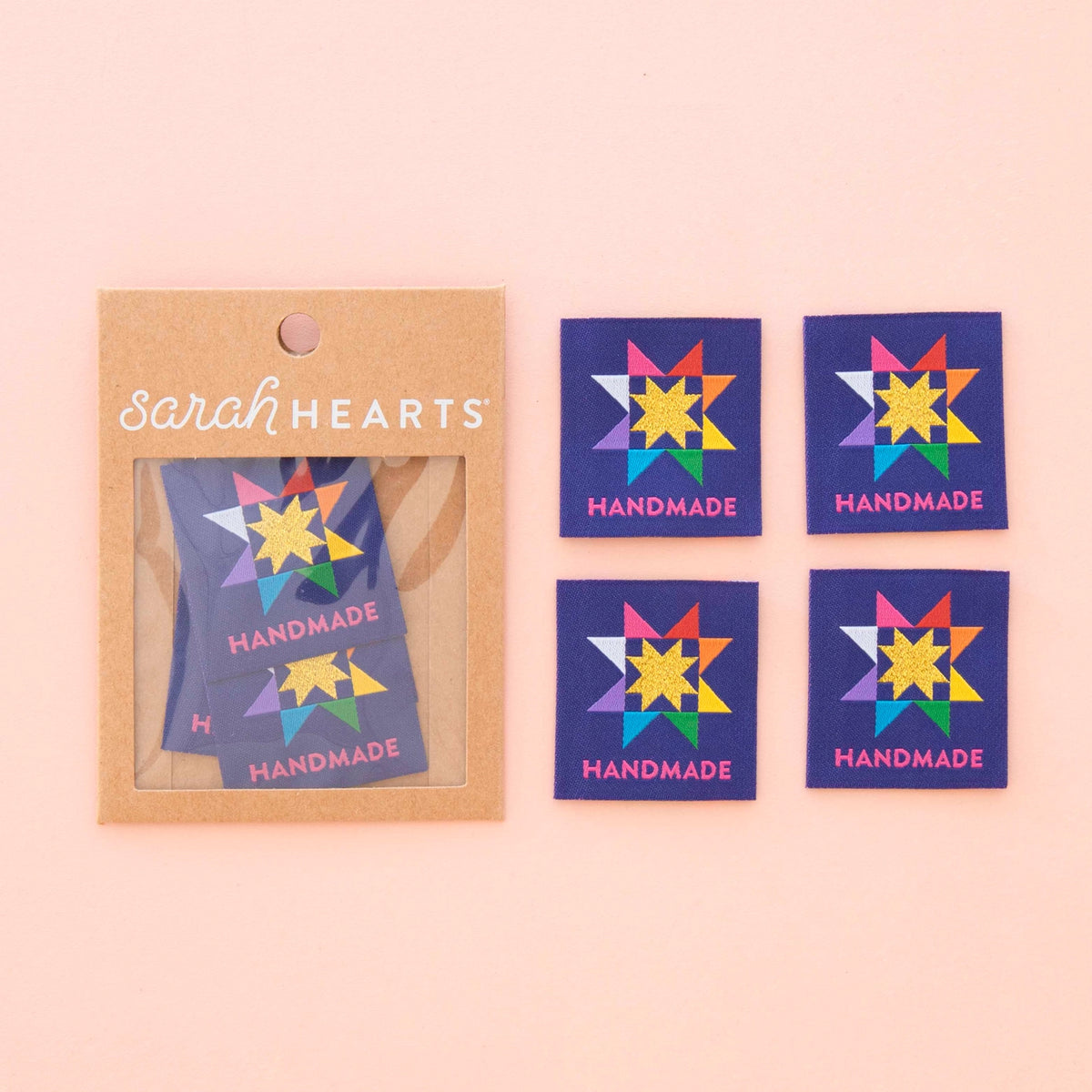 Woven Garment Labels 4-Pack - Handmade Quilt Star