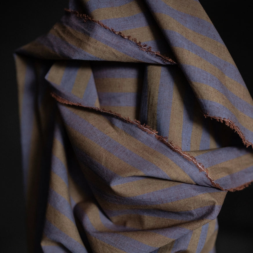 Cotton Linen - Leafy Plum Stripe