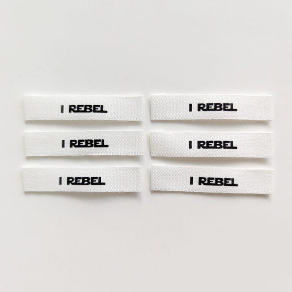 Woven Garment Labels 6-Pack - I Rebel - Thread Count Fabrics