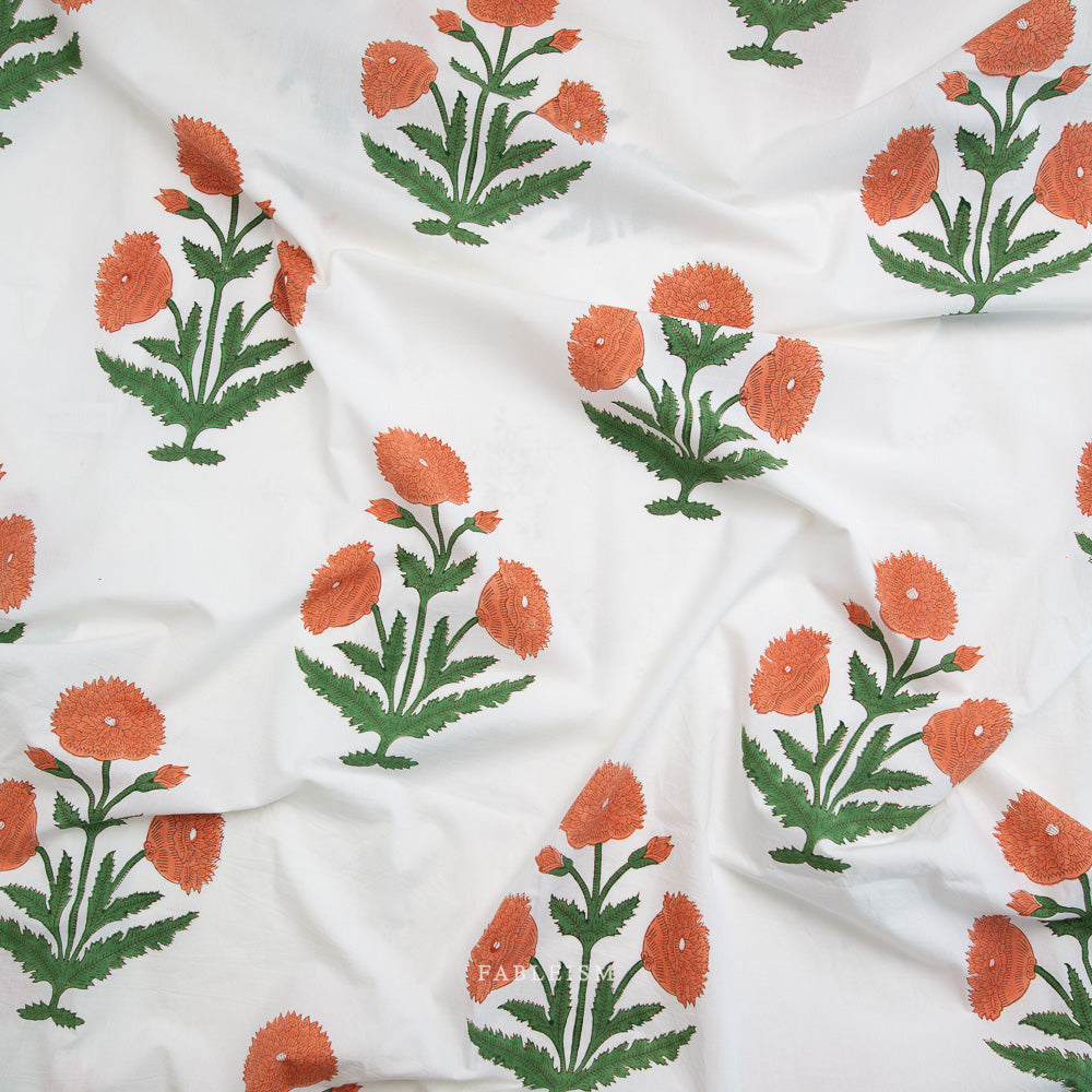 Indian Block Prints - Cottage - Boho Floral Sienna