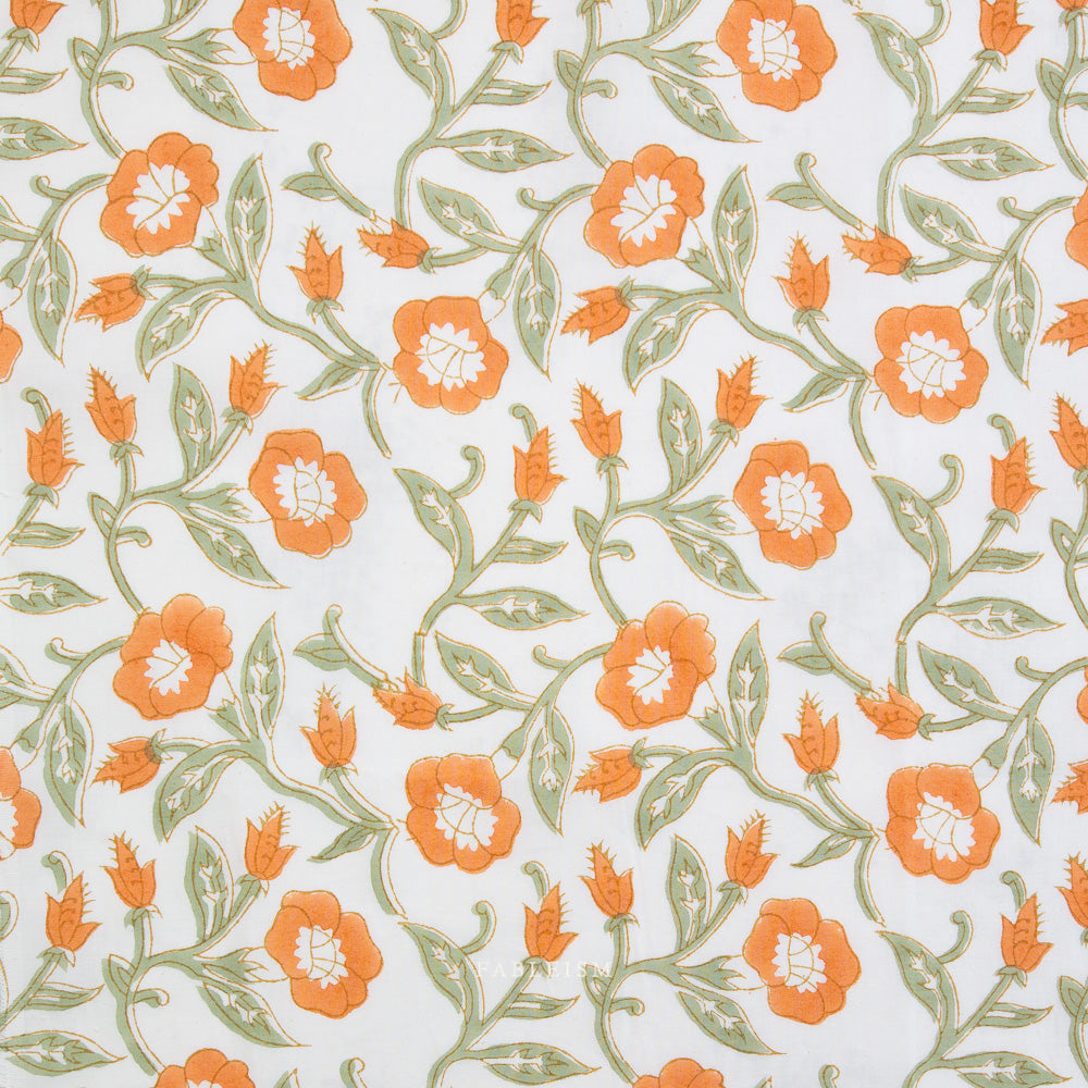 Indian Block Prints - Cottage - Trumpet Vines Sage