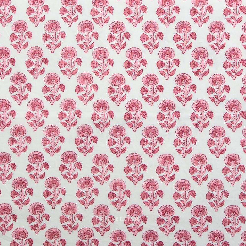 Indian Block Prints - Cottage - Stamp Floral Pink