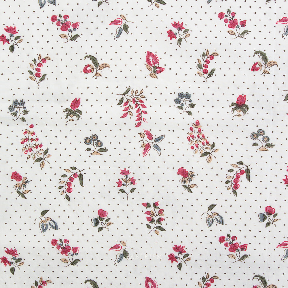 Indian Block Prints - Cottage - Dottie Floral Cream
