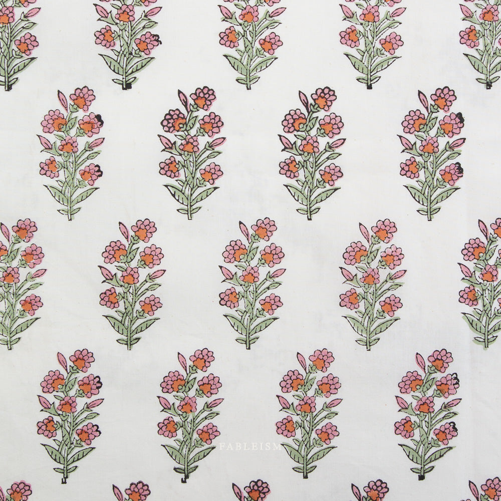 Indian Block Prints - Cottage - Wild Floral Blushing
