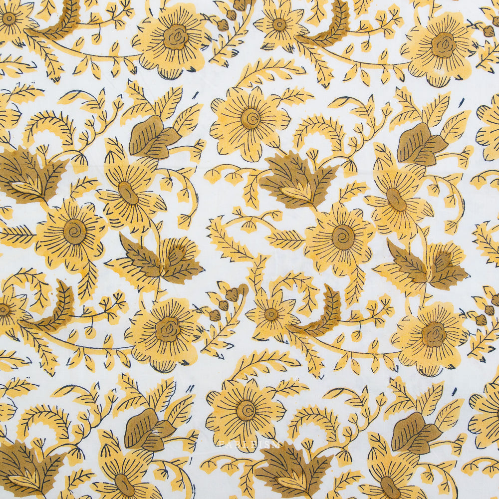 Indian Block Prints - Cottage - Country Floral Yellow