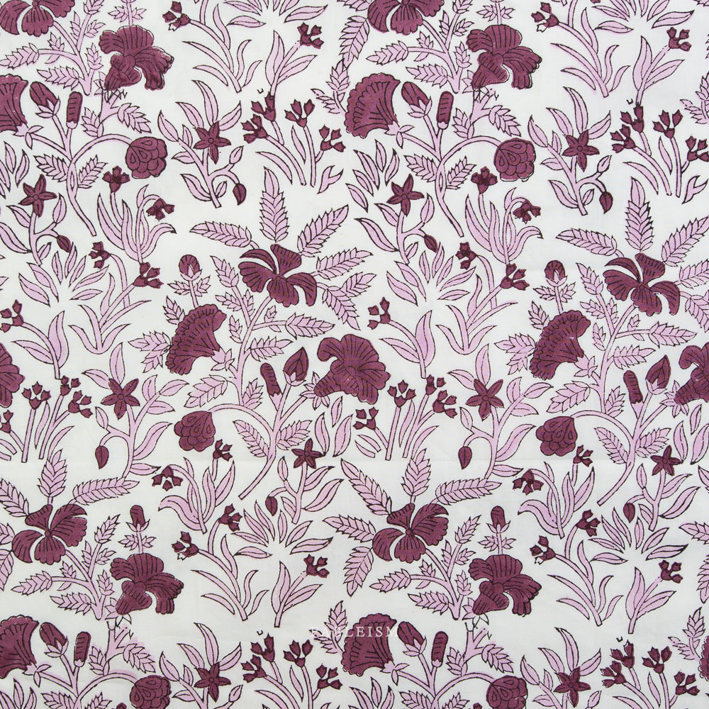 Indian Block Prints - Cottage - Cozy Floral Purple