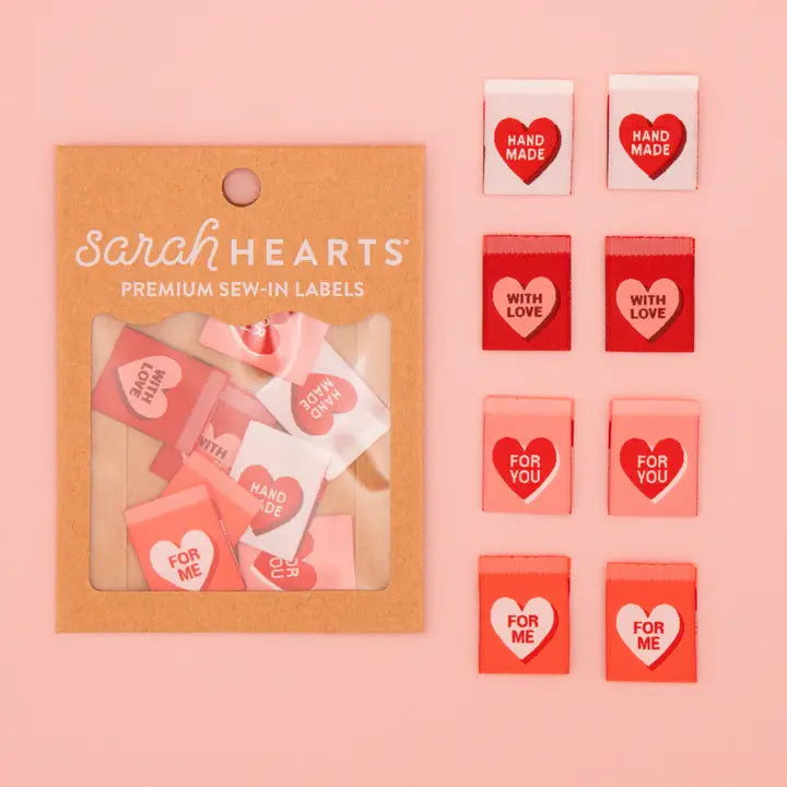 Woven Garment Labels 8-Pack - Valentine's Red Candy Heart