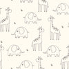 Elephants and Giraffes Off-White | Double Gauze