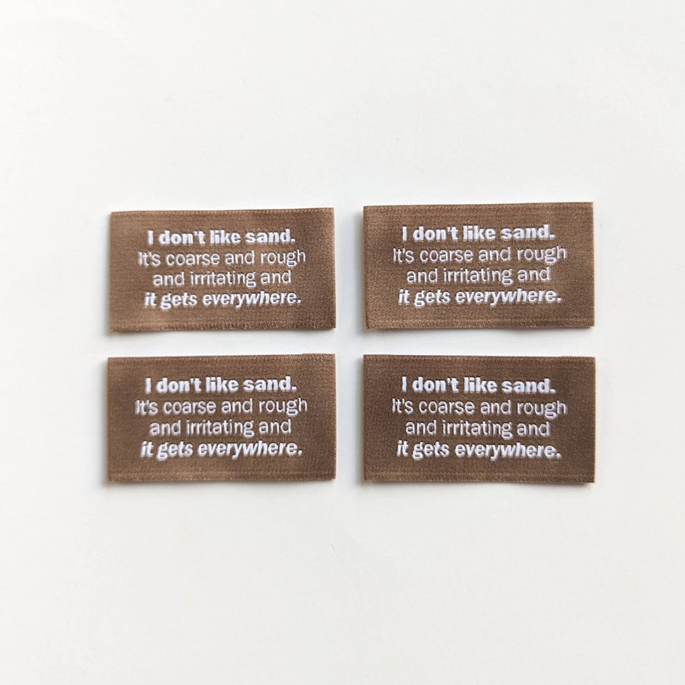 Woven Garment Labels 4-Pack - I Don't Like Sand
