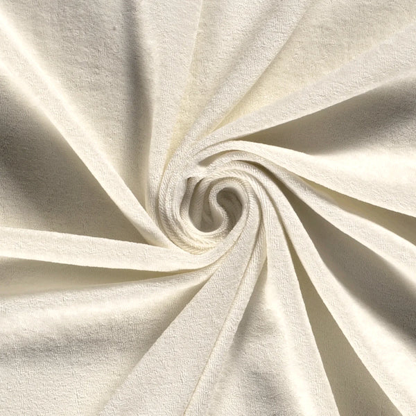 Cotton Blend Stretch Terry Towelling - Off-White - Thread Count Fabrics