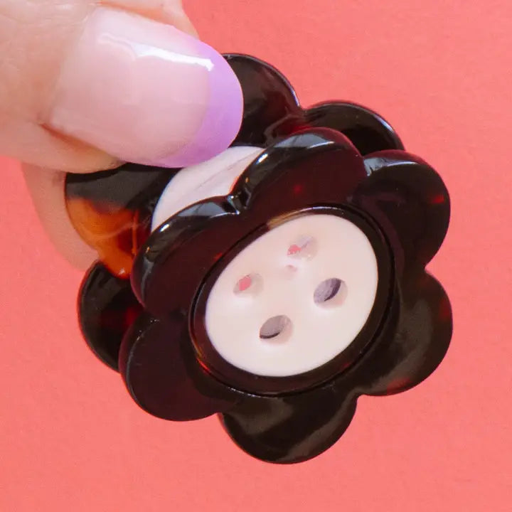 Daisy Button Tortoise Shell | Mini Claw Clip