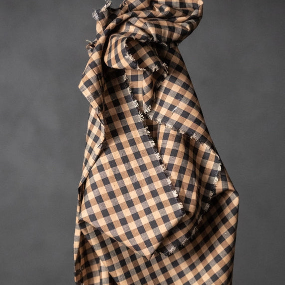 Cotton Linen - Irish Coffee Check