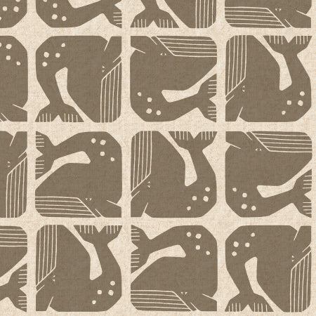 By The Seaside - Grumpy Whale Dark Grey | Canvas