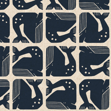 By The Seaside - Grumpy Whale Dark Navy | Canvas