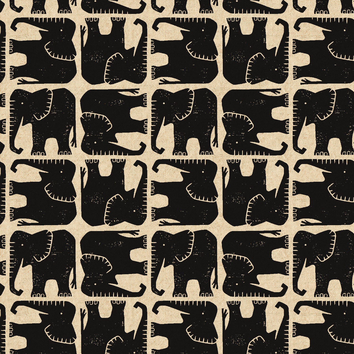 Rising Sun - Jolly Elephant Black | Canvas