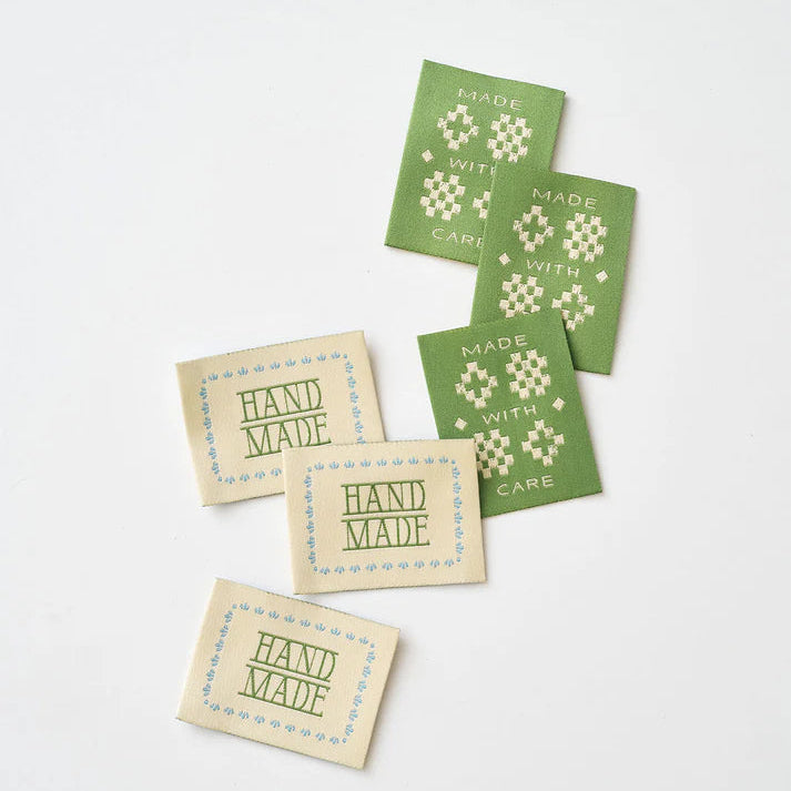 Woven Garment Labels 6-Pack - Made with Care Green