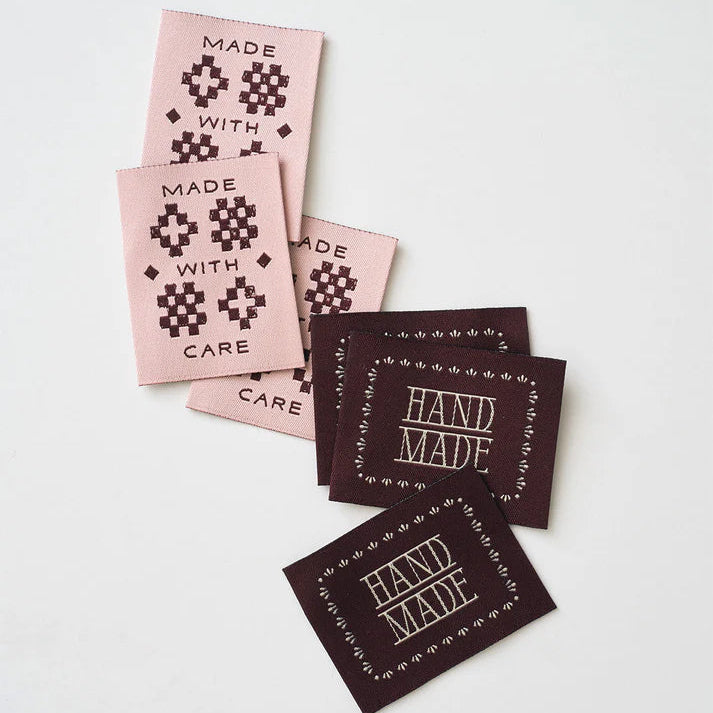 Woven Garment Labels 6-Pack - Made with Care Pink