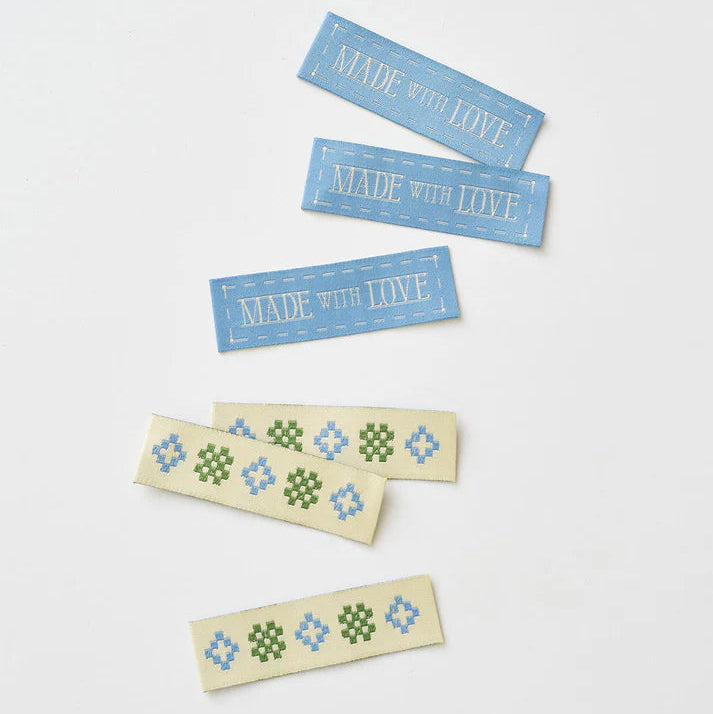 Woven Garment Labels 6-Pack - Made with Love Blue