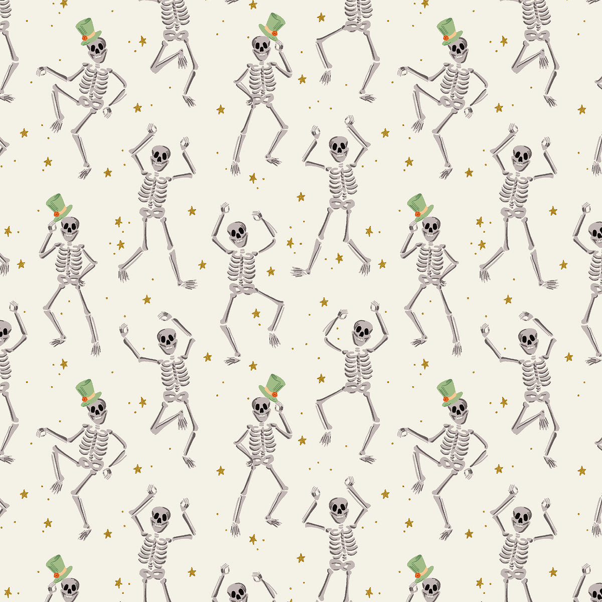 Halloween - Skeletons Cream Metallic