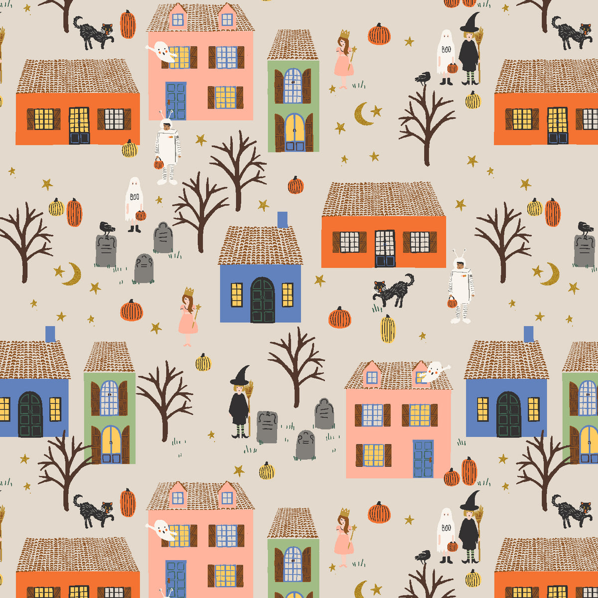 Halloween II - Night - Linen + Metallic Gold